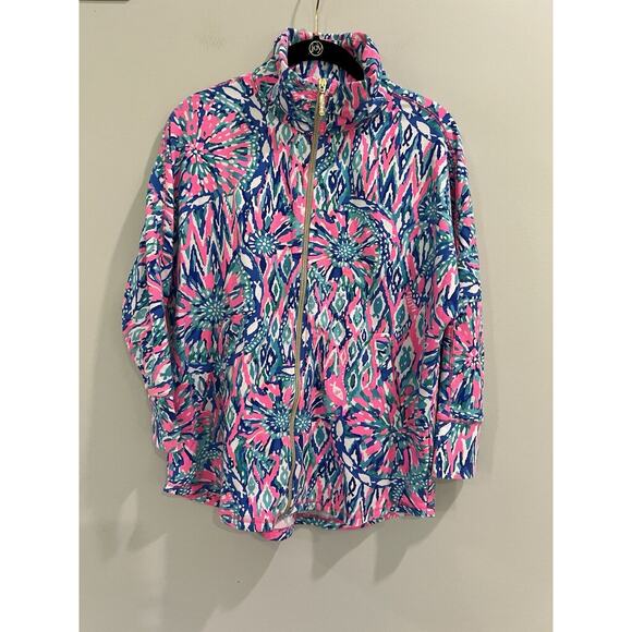 Lilly Pulitzer Tiki Pink DeeDee Swing Jacket‎ Size XS Multicolor Athletic Zipper - Picture 1 of 9